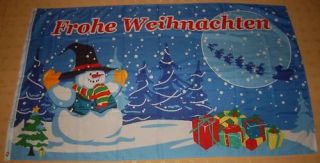 Frohe Weihnachten Schneemann Rentier Christmas Fahne