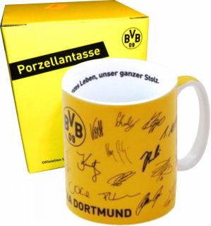 090187 WOW BVB Tasse Unterschriften Porzellantasse Borussia DORTMUND 0