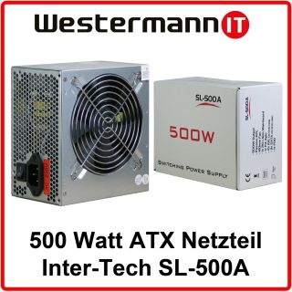 500 Watt Netzteil SL 500 12cm Lüfter Sata Inter Tech *Silent Netzteil
