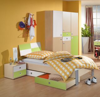 NEU* Komplett 5tlg Set Jugendzimmer Kinderzimmer Ahorn grün weiß
