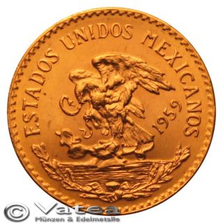 Mexiko 20 Pesos Goldmünze Aztekenkalender 1959 Gold