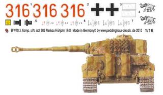 16 Decals Tiger I s. Pz. Abt 502, Kurland 44 970
