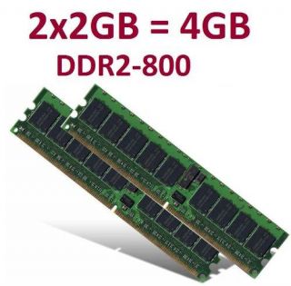 Dual Channel Kit: 2 x 2 GB =4GB 240 pin DDR2 800 DIMM (800Mhz, PC2