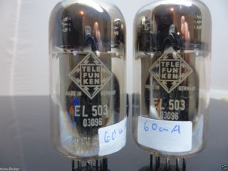 Matched Pair EL503 Telefunken Tube Lampe Röhre Valvola Valvula