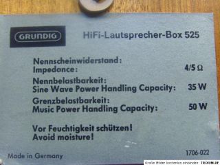 Grundig HiFi Lautsprecher Box 525