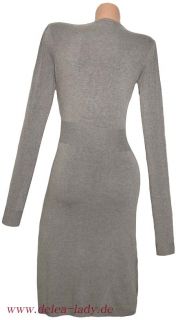 Kleid aus Feinstrick Empire Wolle/CashmereWickel Optik braun Gr