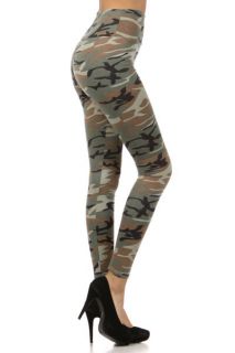 New HIGH WAISTED Camouflage ARMY PULL ON Fashion LEGGINGS Jeggings