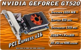 1024 MB 1 GB 1GB GeForce nvidia GT520 Grafikkarte PCI E