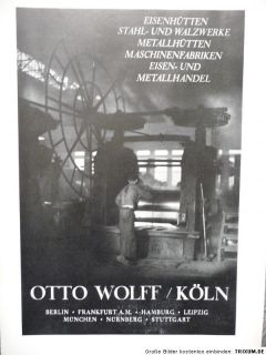 Reklame, Otto Wolf Köln, Eisenhütten, Maschinen, 1940