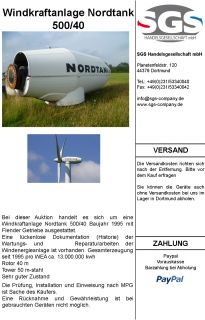 Windkraftanlage NTK 500 Nordtank * Windenergie Windanlage Wind Turbine