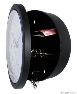 Wanduhr mit Geheimversteck Wall Clock Uhr schwarz Geldversteck Tresor