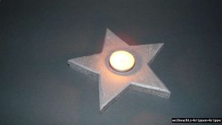 Stern aus Holz Holzstern zum Hinstellen Silber 16cm mit Teelicht