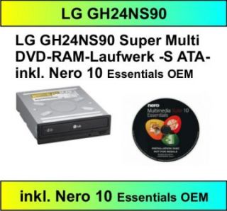 LG GH24NS90 Super Multi   DVD RAM Laufwerk   Serial ATA  Inkl. Nero 10