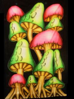UV Airbrush Tuch schwarzlicht Goa Trance psy P563 Mushroom Pilze Chill