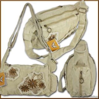 Tasche Umhängetasche Handtasche Baumwolle Canvas Messenger Bag Blumen