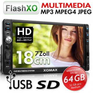1DIN HD 18cm/7 Touchscreen AUTORADIO VIDEO+MUSIK über USB SD AVI