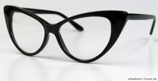 Fifties Style Cat Eye Brille Klarglas o.Stärke Vintage Nerd Fashion
