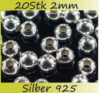 H100C 925 Silber 20 Stück Kugel 2mm Spacer Perlen 20x neu Beads