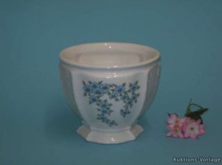 Hübscher Blumen Übertopf Keramik Höhe 12,5cm,weiss mit blauen