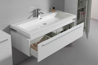 WASCHTISCH 1200 Badezimmermöbel Waschplatz Badmöbel weiß hochglanz