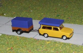 Trabant 601 Dachzelt mit Anhänger *gelb* DDR Herpa 024280 187