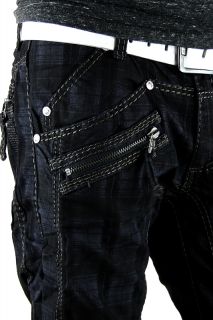 KOSMO LUPO Jeans Designer Herren Hose Schwarz mit Zipper Cargo