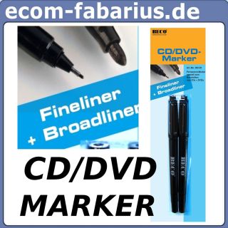  LOSCHER Fineliner Broadliner 2 Stifte schwarz Blu Ray BECO 609 59