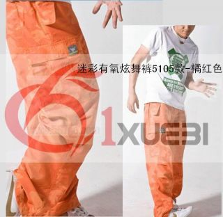Orange Camouflage BODY JAM Hip Hop SAMBA PARACHUTE Rave Cargo Pants 4