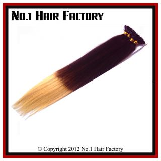 20 Dip Dye Hair Extensions Stick Tip Hair #4 Brown/#613 Blonde
