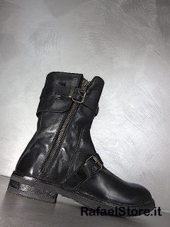 MOMA Herren Schuhe Stiefel Boots Leder Schwarz Vintage Rockford