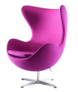 Retro 1960s Arne Jacobsen Style White Egg Chair Cashmere Wool Black