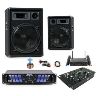 DJ PA Party Musik Anlage Boxen Endstufe Mixer Micro
