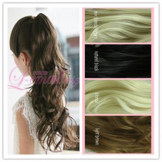 50cm long 4 colors clip on ponytail hairpiece extension wavy fashion