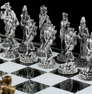 Schachspiel mit Zinnrittern   Zinn Figur Schach Mittelalter Ritter