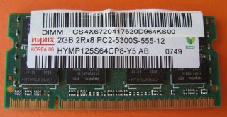 Hynix 2GB Rx8 HYMP125S64CP8 Y5 PC2 5300S 555 12 Notebook RAM DDR2