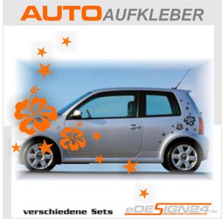 E135 Hibiskus Sterne Blume Set Auto Sticker Aufkleber