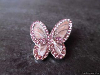 Metall Brosche Schmetterling Rosa mit Strasssteine Modeschmuck