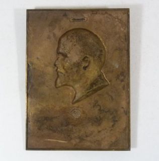 Große Bronze Platte / Plakette / Büste J.F. ROGGE Lenin Büste von