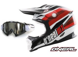 Oneal 712 Holeshot Enduro MX Crosshelm red Gr. L + Race Brille schwarz