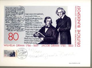Wilhelm & Jakob Grimm Original Briefmarkengrafik 712/1000 handsigniert