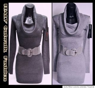Luxus Damen Kaschmir Strick Pullover 34 36 Minikleid Strickkleid