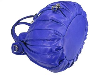 Ital Luxus Nappa Leder Shopper Tasche royal blau Beuteltasche