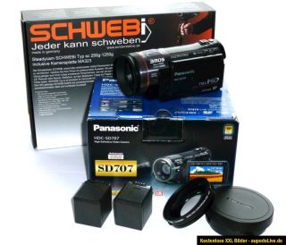 Panasonic HDC SD707 Camcorder + Schwebestativ SCHWEBi + Weitwinkel