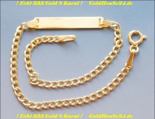 Gold Neuware 333 echt Goldarmband Kinder Baby Armband mit Gravurplatte