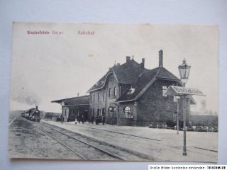 Bischofstein AK Bahnhof Ostpreußen um 1917
