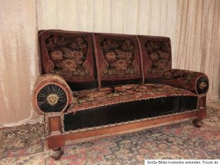 orginales Jugendstil Sofa Diwan Hochlehnsofa Brokatbezug Couch Liege