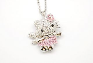NEW HELLO KITTY BIG 3D BODY PINK FLOWER WITH WING NECKLACE ~~