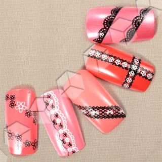 25 Sheet Lace Style Nail Art 3D Stickers French Tips Decoration UK