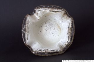 Aschenbecher Glas weiß 60er Lufteinschlüsse ashtray white glass