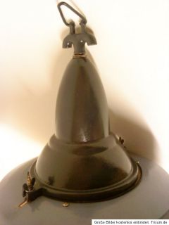 Art Deko Fabriklampe Industrielampe Bauhaus Email Glaskolben Lampe